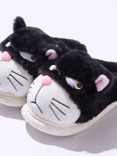 Fluffy Slippers Women House Cute Cartoon Casual Winter Designer Shoes Girls Home Flats Elegant Plush Fashion Footwear Large Size