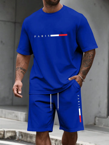 Tuta da uomo 2 pezzi Camicia a maniche corte con scollo a O Pantaloncini Set Tuta da corsa da uomo T-shirt taglie forti Abbigliamento uomo T-shirt estiva platinumshop