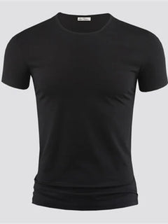 2026 T-shirt da uomo in puro colore colletto a V maniche corte Top Tees T-shirt da uomo Collant neri