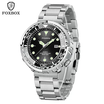FOXBOX Top Brand Fashion Diver Watch Men 50ATM Waterproof Date Clock orologi sportivi orologio da polso al quarzo da uomo Relogio Masculino platinumshop