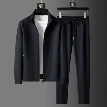 New Spring Autumn Tracksuits for Men Casual Sports Zipper Jackets+Pants Two Piece Sets Long Sleeve Stand Coats Trousers Outfits PlatiNum