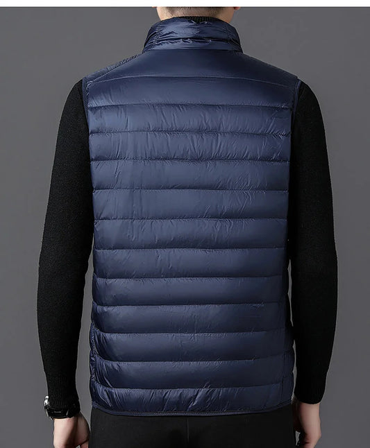 2025 Autumn Winter Men' Sleeveless Vest Jackets Fashion Male Cotton-Padded Vest Coats Men Stand Collar Warm Waistcoats Clothing