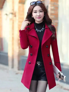 2023 New Korean Winter Woman Wool Coat Long Warm Female Woolen Coat Female Autumn Fashion Double-Breasted Jacket Outerwear