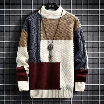 Trendy Spring Sweater Loose Thermal Thick Streetwear Men Winter Sweater korean fashion Retro Stripe Sweaters Men's Loose Pullov