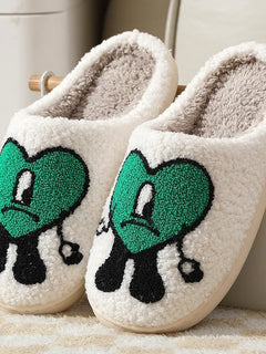 Comwarm Pantofole pelose in pelliccia invernale per donna Scivoli piatti soffici per camera da letto simpatico cartone animato Morbido comfort Scarpe calde in cotone felpato per la casa