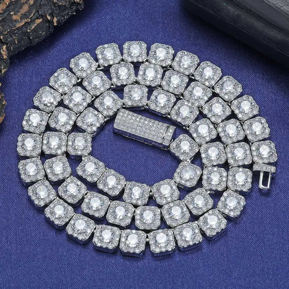 7MM 5A zircone Cluster Tennis Chain Iced Out Square Sparkling CZ Link collana regalo di anniversario per lui o per lei gioielli Hip Hop
