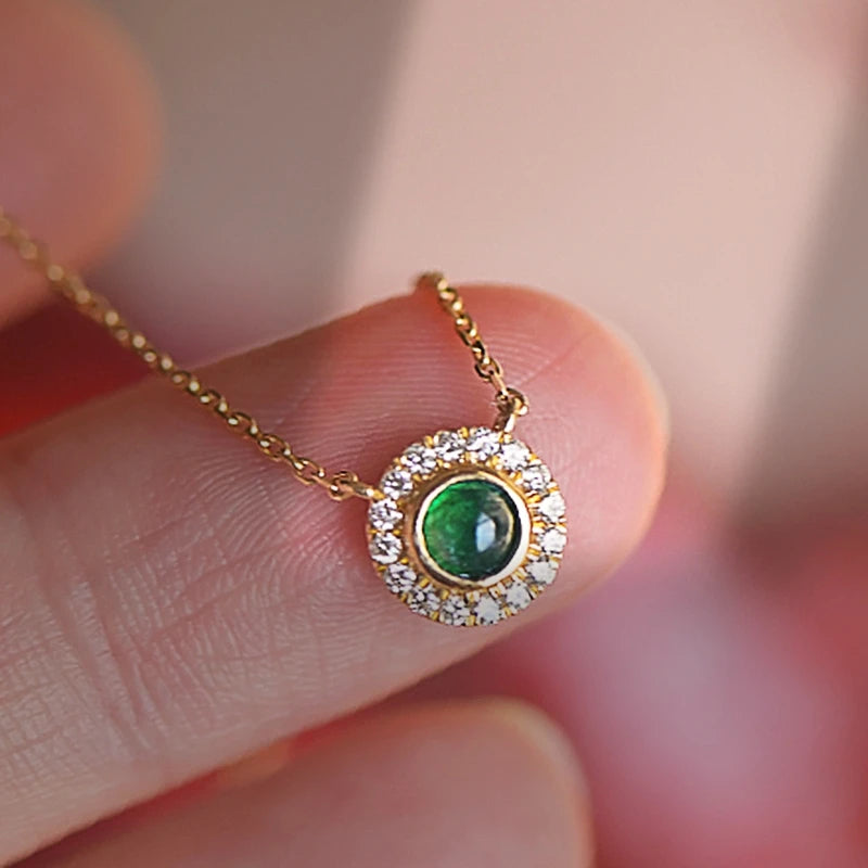 Huitan Collana con ciondolo opale imitazione verde vintage per le donne, festa di anniversario di matrimonio, regalo di fantasia, gioielli da donna con temperamento