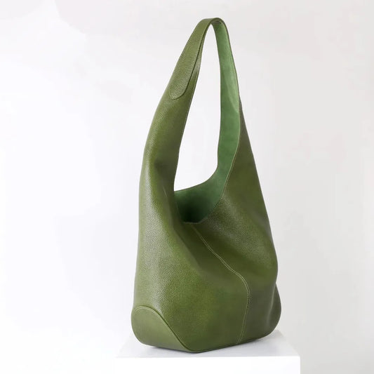 2025 New Women Handbag Luxury First-layer Cowhide Large-capacity Shoulder Hobo Underarm Lazy Tote Bag Commuter Purse