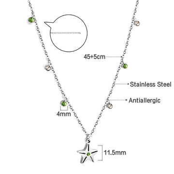 LUXUSTEEL Round CZ Pendant Necklace For Women White Colorful Cubic Zirconia Stainless Steel Collar Simple Luxury Wedding Jewelry PlatiNum