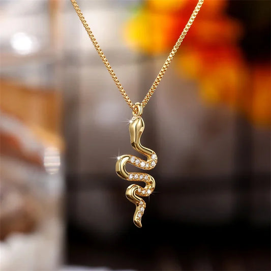 CAOSHI Collana serpentina alla moda Gioielli femminili color oro CZ con diamanti lucidi Accessori alla moda indossabili quotidianamente per feste