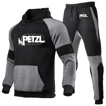 2025 Spring Autumn Man's PETZL Life Wall Climbing Logo Print New Type Senior Comfortable Hoodies+Leisure Sports Pants Suits PlatiNum