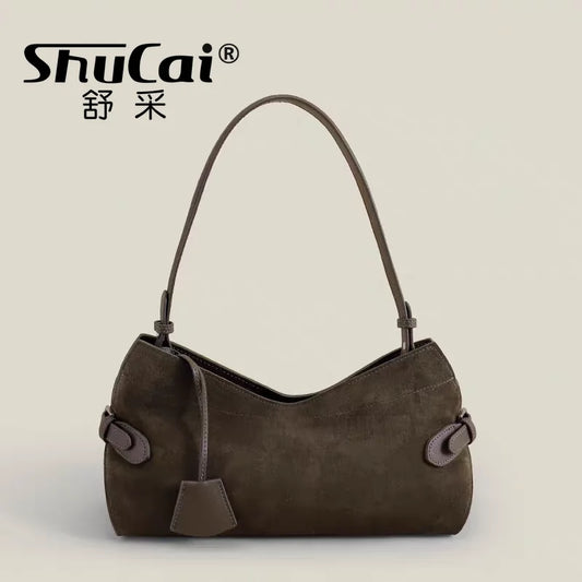 Autumn Winter Fashion Women's Suede Cow Leather Armpit Shoulder Bag Luxury Designer Brand High Quality Ladies Crossbody Bags New