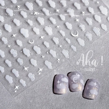 1 cute white cloud nail sticker ultra-thin nail art sticker self-adhesive paper/cloud nail sticker DIY