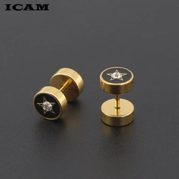 ICAM Orecchini in acciaio inossidabile al titanio medico stile punk Donna Uomo Bilanciere Manubri Punk Gotico Orecchino penetrante per uomo platinumshop