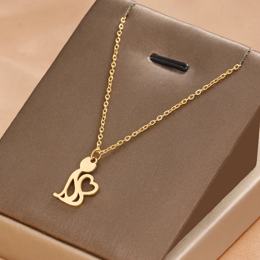 Collane in acciaio inossidabile Linea Cartoon Cat Pendenti Catena Girocollo Gioielli Collana di moda per gioielli da donna Regali per amici per feste