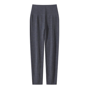 100% fine spun wool knitted pants for women, soft and comfortable thin wool leggings, slim fit solid color leggings PlatiNum