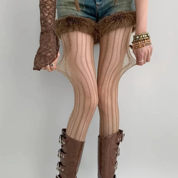 Collant a rete in pizzo sexy da donna stile Lolita scava fuori design calze di seta rossa JK collant a righe a vita alta regali di Natale