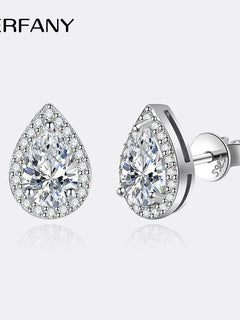 PERFANY 1CT Moissanite Earrings for Women S925 Pure Silver Water Droplet Cutting Laboratory Diamond Earrings Luxury Jewelry
