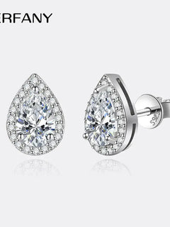 PERFANY 1CT Moissanite Earrings for Women S925 Pure Silver Water Droplet Cutting Laboratory Diamond Earrings Luxury Jewelry