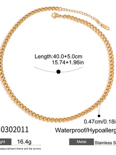 Uworld Simple Classic Zircon Serpentine Necklace 18K Gold Color Plated Stainless Steel Serpentine Chain Stackable Chain Women's