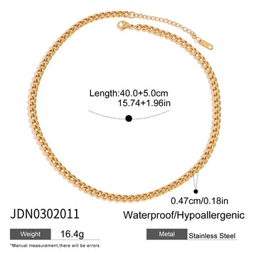 Uworld Simple Classic Zircon Serpentine Necklace 18K Gold Color Plated Stainless Steel Serpentine Chain Stackable Chain Women's PlatiNum