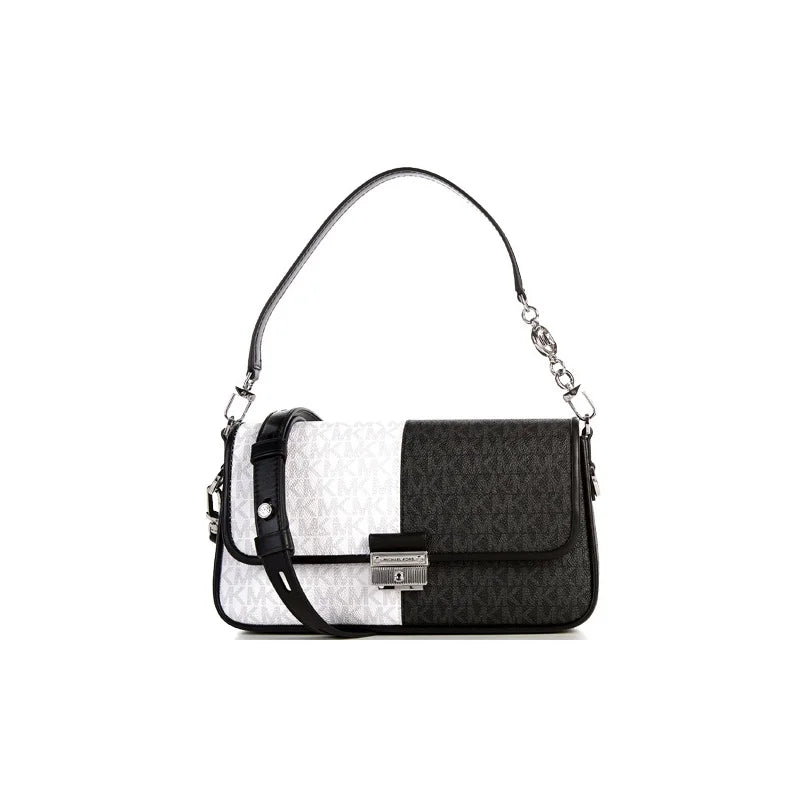 MICHAEL KORS Coated Canvas Baguette Shoulder Bag Small Women's Black White 30T1S2BL1B-BLACK-MULTI