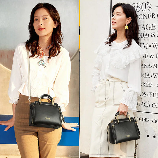 FOXER Elegant Women Top-Handle Bag 2025 Fashion Split Leather Signature Crossbody Bag Female Large Shoulder Tote Bag Purse