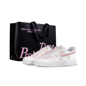 Nike Air Force 1 Peach Oolong Abrasion Resistant Low top Skateboard Shoes Women's White Pink