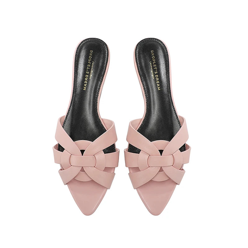 2025 sexy pointed cowhide flat sandals, easily light up your summer shoe cabinet, suitable for summer dates and office work