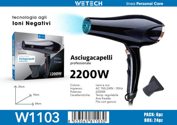 Concentrator Nozzle Negative Ionic Hair Dryer Dual Voltage For Apartment Bathroom Quick Frizz‑free Hair Drying