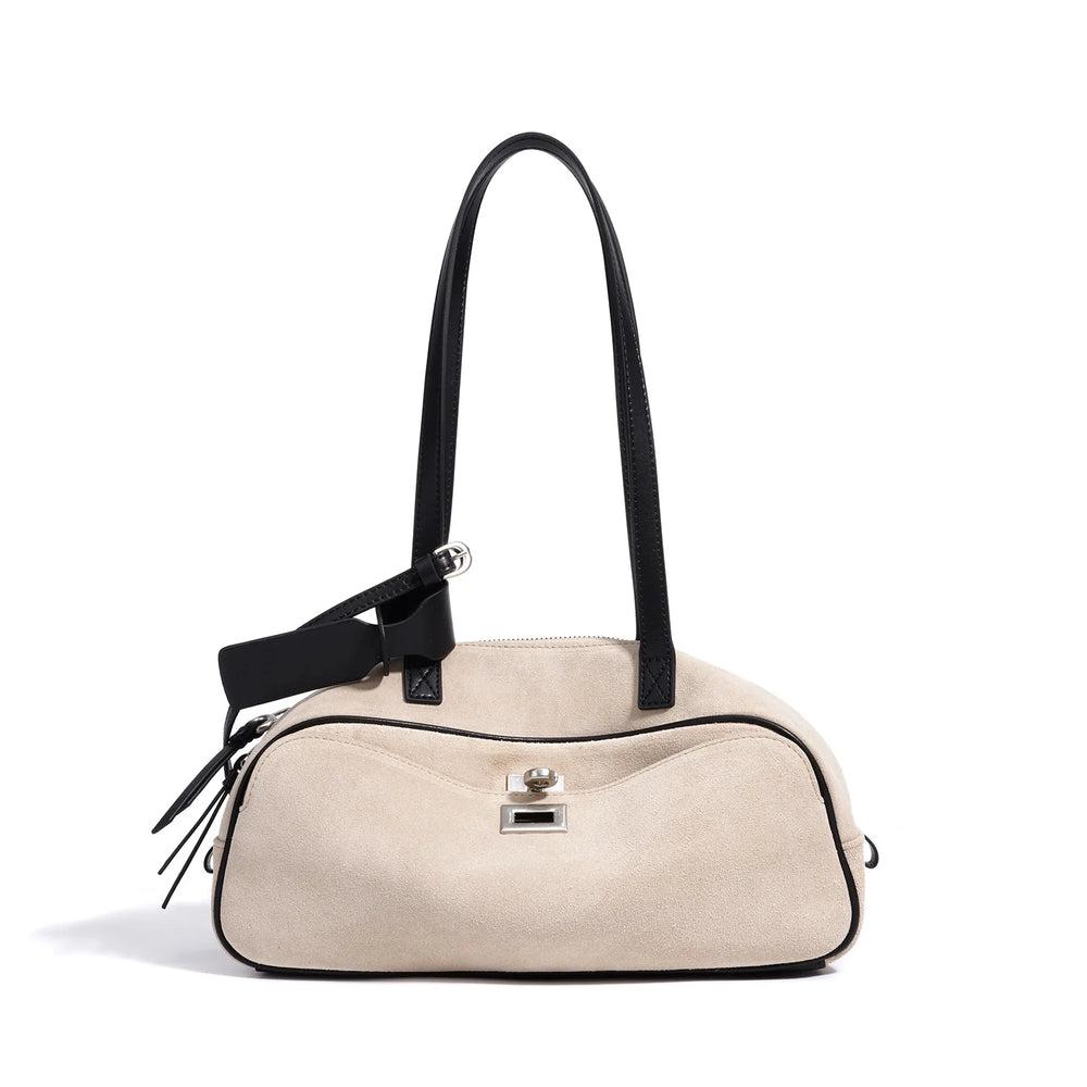MENDY Borsa in pelle scamosciata Borsa a tracolla con cuscino in pelle Borsa casual ascellare da donna unica in morbida pelle Novità nella borsa tote Designer di lusso