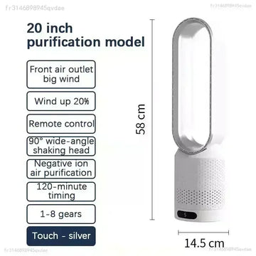 NUOVO Ventilatore Senza Pale 2026 per Purificazione dell'Aria Domestica, Circolazione Ultra Silenziosa, Ventilatore a Torre per Dormitorio