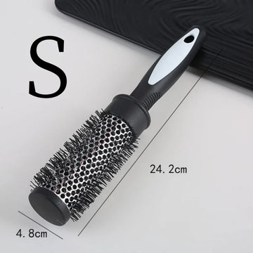 Round Curling Roller Comb Hair Styling Nylon Brush Thermal Aluminum Tube Barrel Hair Comb for Woman Man Hair Blowing and Drying