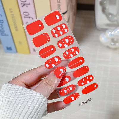 16Tips Semi Cured Leopard Print Gel Nail Stickers Chic Maillard Color Nail Strips Patch Self-adhesive UV Lamp Need Press On Nail