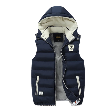 Autumn Winter Hooded Stand Collar Down Cotton Vest Men Slim Fleece Thick Warm Sleeveless Waistcoat Youth Casual Cold Resistant
