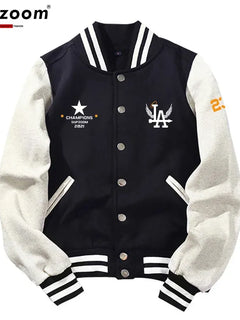 Supzoom New Arrival Letter Rib Sleeve Cotton Top Fashion Logo Single Breasted Casual Print Baseball Jacket Loose Cardigan Coat