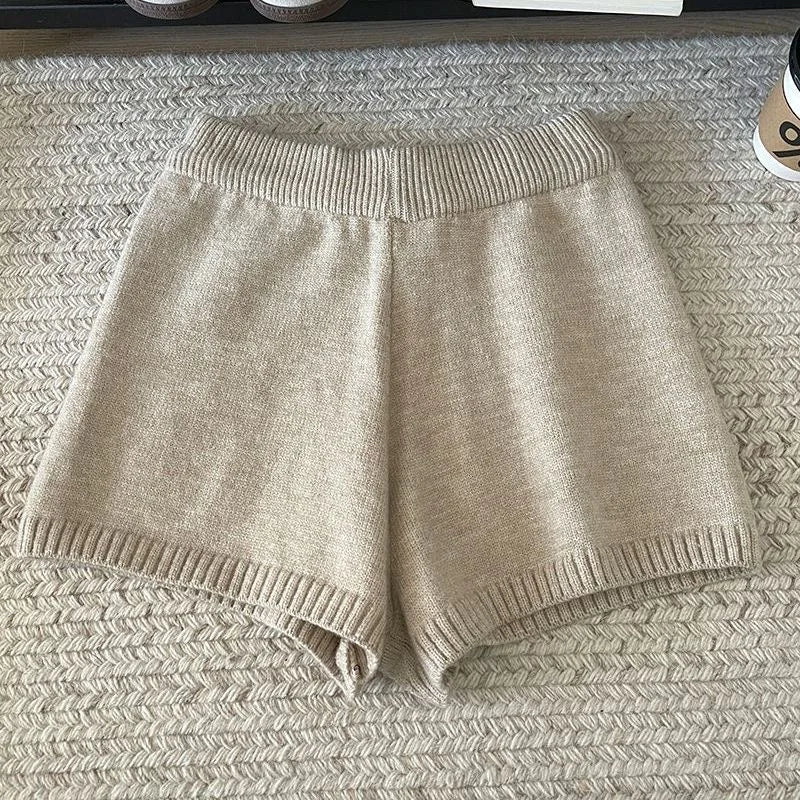 Hot Sexy Knit Shorts Women Korean Fashion Casual Outerwear Sheath Mini Pants 2025 Spring Solid Versatile Y2k Streetwear