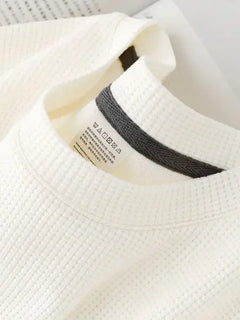 Men's New Summer Waffle Round Neck Short Sleeve T-Shirt Comfortable Breathable Short-Sleeved Top for Casual Wear