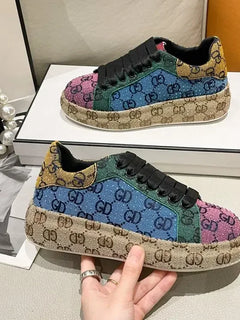 Spring 2025 New Khaki Crystal Women's Sneakers Fashion Versatile Casual Ladies Party Shiny Female Shoes