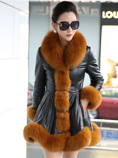 Hot Sale Winter Women's Faux Fur High Quality Faux Sheepskin Coats Keep Warm With Fur Fox Collars Slim Female Furs