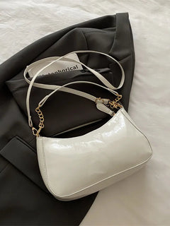Bolso de hombro de cuero sintético de color liso retro para mujer, bolsos de moda, carteras y bolsos de mano informales para mujer