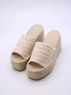 Soraia Shoes Women's Platform Sneakers Open Toe and Open Heel Wedge Sandals Summer High Heel Espadrilles Jute Shoes Summer Fashion Young Fashion