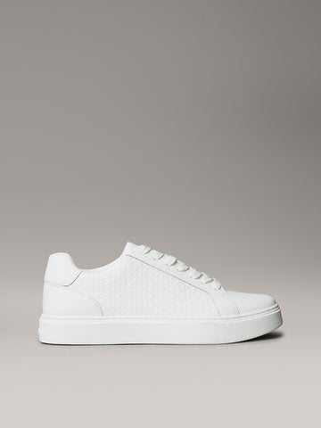 ck baseline - sneakers in pelle con logo triple bright white da uomini calvin klein