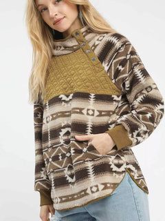 Umgee Aztec Print Sherpa Pullover