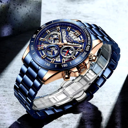 LIGE 2024 New Men Watch Top Brand Luxury Hollow Watch Men Impermeabile Sport Cronografo Al Quarzo Orologio Da Polso Uomo Relogio Masculino