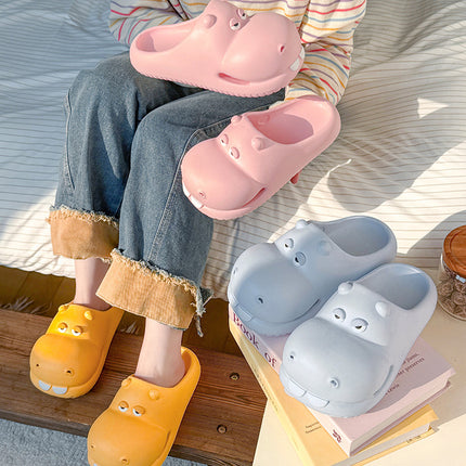 Ciabatte da donna Hippo, modello House Flats in EVA, estive, con simpatici cartoni animati, scarpe da donna di design, per interni ed esterni, da spiaggia, morbide e antiscivolo.