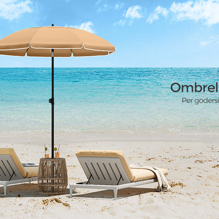 SONGMICS Ombrellone di 160 cm, UPF 50+, Inclinazione Bidirezionale a 30°, Altezza Regolabile, con Borsa da Trasporto, per Balcone Giardino Terrazzo Spiaggia, senza Base