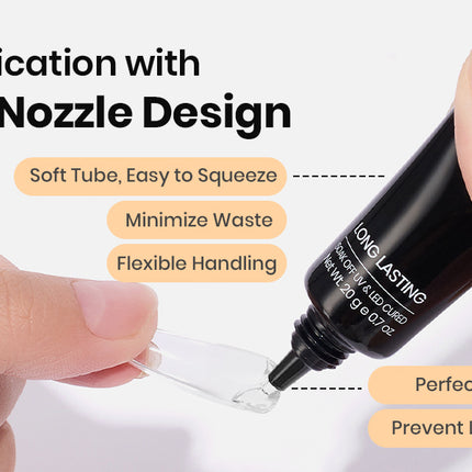 Beetles 2Pcs 20g Solid Nail Glue Gel for Soft Gel Tips, Press On Nails and Acrylic Nail Extensions, UV Light Required