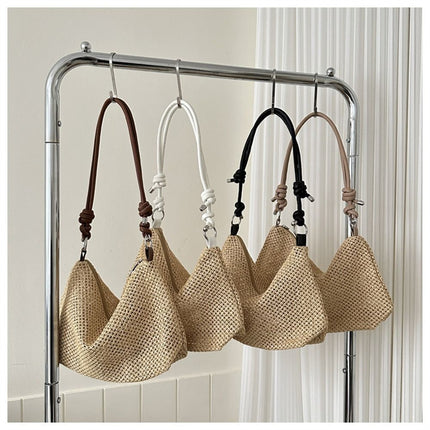 Sac de plage d'été pour femme en paille, sac à main tressé tendance, sac en rotin tissé à la main, sac de plage d'été grande capacité pour femmes et filles