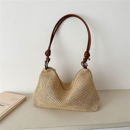 Sac de plage d'été pour femme en paille, sac à main tressé tendance, sac en rotin tissé à la main, sac de plage d'été grande capacité pour femmes et filles